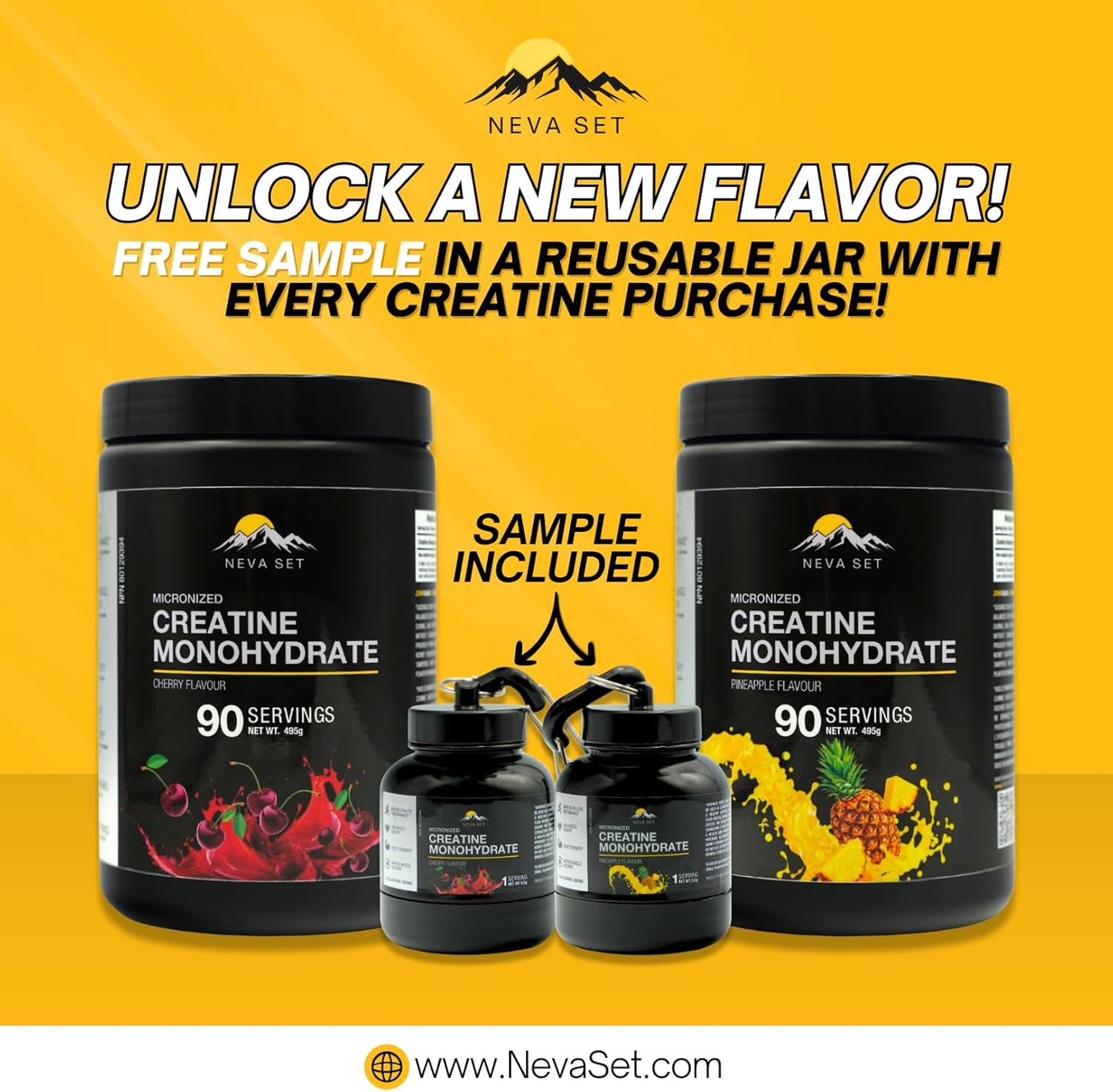 Nevaset Creatine Monohydrate, 3-Month Supply of 5000Mg Pineapple Flavor Creatine Monohydrate! Creatine Supplement for Muscle Growth, Increased Strength, Enhanced Energy Output, Improved Athletic Performance, and Cognitive Health. 495G/90 Servings.