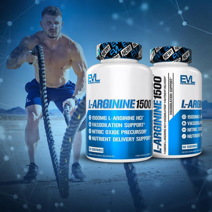 Nutrition 1500Mg L-Arginine Capsules - High Strength L Arginine Supplement for Enhanced Nitric Oxide Production plus Protein and Creatine Synthesis - Preworkout Nitric Oxide Supplement