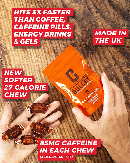 Energy Chews. Chocolate Orange - 40 * 85Mg Caffeine Gummies: Kick Faster than Energy Gels for a Cycling, Endurance Sports & Stay Awake Chocolate Boost