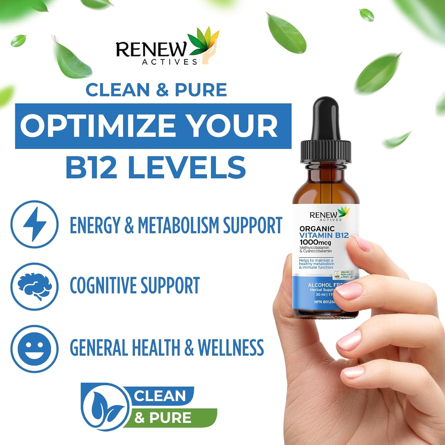 Premium B12 Liquid Extract Supplement - Vegan Drops with High-Potency Complex for Healthy Skin, Strong Nails, Vibrant Hair, & Optimal Immune Functions - Fast-Absorbing 30Ml Formula