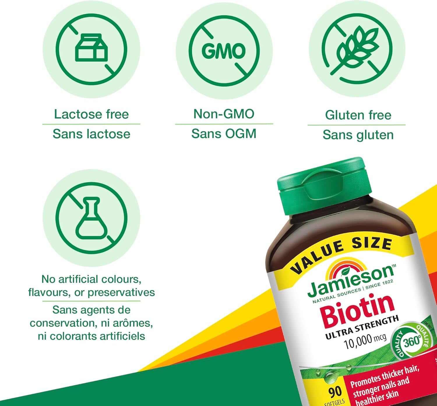 Biotin 10,000 Mcg Ultra Strength Softgels - Value Size, Gluten-Free, 90 Count (Pack of 1)