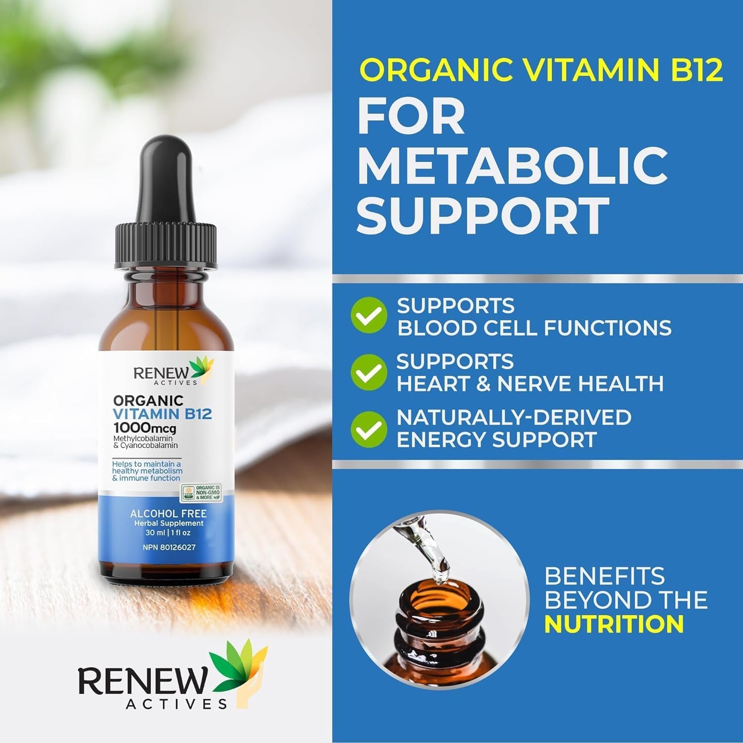 Premium B12 Liquid Extract Supplement - Vegan Drops with High-Potency Complex for Healthy Skin, Strong Nails, Vibrant Hair, & Optimal Immune Functions - Fast-Absorbing 30Ml Formula