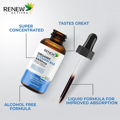 Premium B12 Liquid Extract Supplement - Vegan Drops with High-Potency Complex for Healthy Skin, Strong Nails, Vibrant Hair, & Optimal Immune Functions - Fast-Absorbing 30Ml Formula