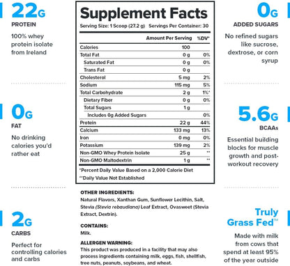 Whey Protein Powder - Whey+ Isolate Protein Powder - Protein Isolate from Grass Fed Cows - Non-Gmo, Lactose-Free, Sugar-Free Protein Powder Dietary Supplemen (30 Servings, Vanilla)