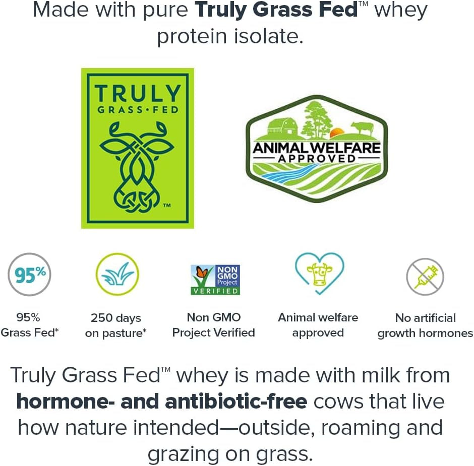 Whey Protein Powder - Whey+ Isolate Protein Powder - Protein Isolate from Grass Fed Cows - Non-Gmo, Lactose-Free, Sugar-Free Protein Powder Dietary Supplemen (30 Servings, Vanilla)