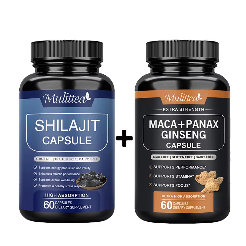 Hot Sale 100% Organic Shilajit & Maca Capsules for Male Hormone Balance Energy Supplement Increased Endurance