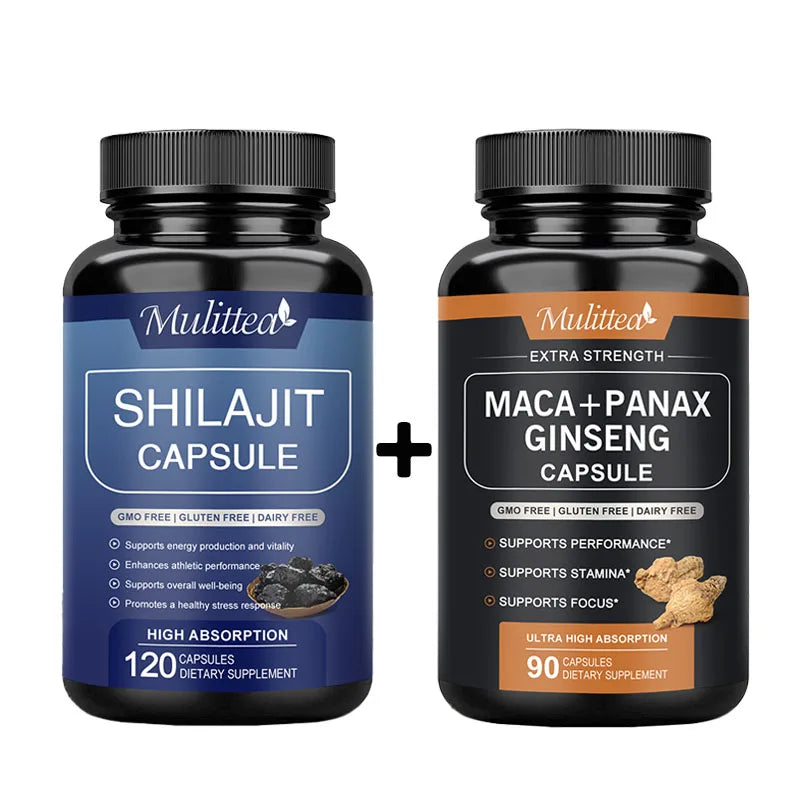 Hot Sale 100% Organic Shilajit & Maca Capsules for Male Hormone Balance Energy Supplement Increased Endurance