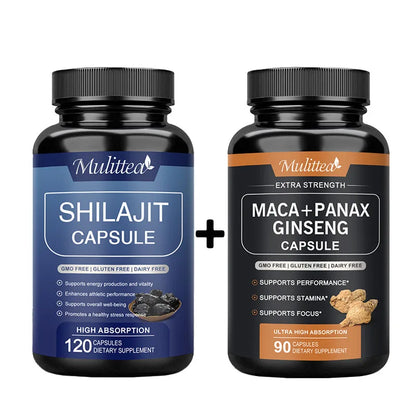 Hot Sale 100% Organic Shilajit & Maca Capsules for Male Hormone Balance Energy Supplement Increased Endurance