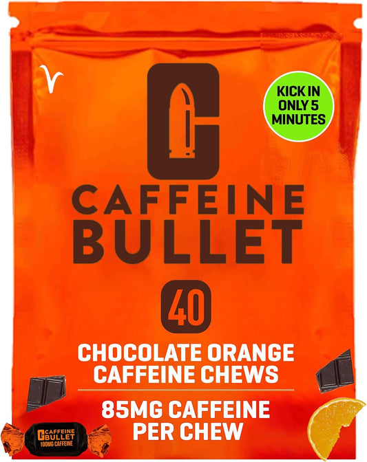 Energy Chews. Chocolate Orange - 40 * 85Mg Caffeine Gummies: Kick Faster than Energy Gels for a Cycling, Endurance Sports & Stay Awake Chocolate Boost