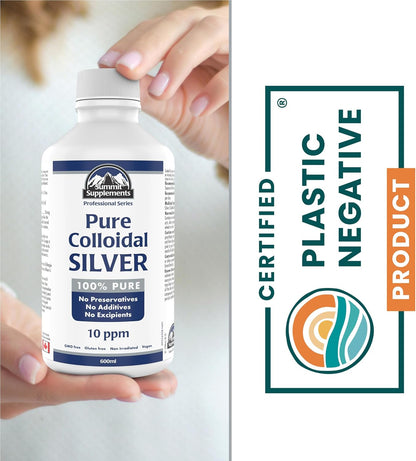 Colloidal Silver 10Ppm 600Ml - Colloidal Silver Liquid Minerals Trace Minerals - Colloidal Copper Supplements - Silver Colloidal Minerals Liquid - Formulated & Made in Canada